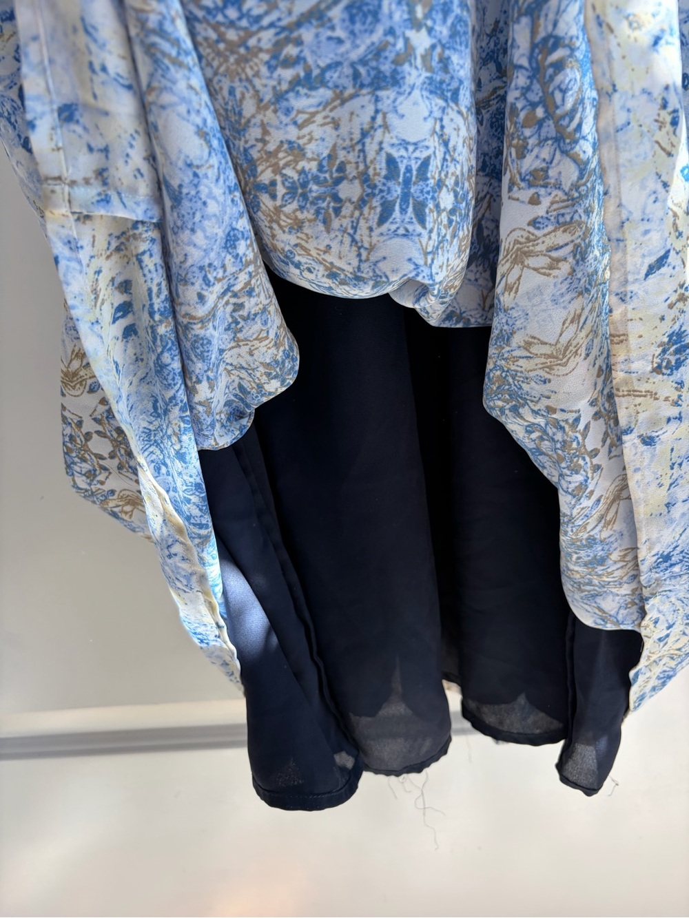 Ivanka Trump Blue Patterned Maxi Dress with Drawstring Waist Gold Accents - Picture 9 of 13